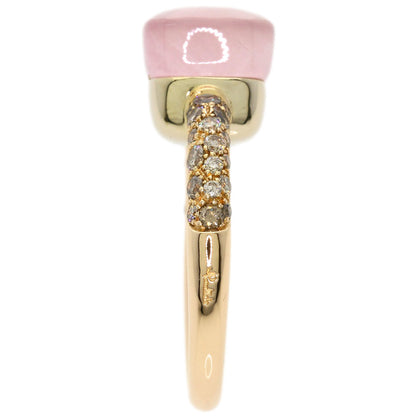 Pomellato Nude Rose Quartz Brown Diamond #52 Ring K18 Pink Gold Ladies [Used]