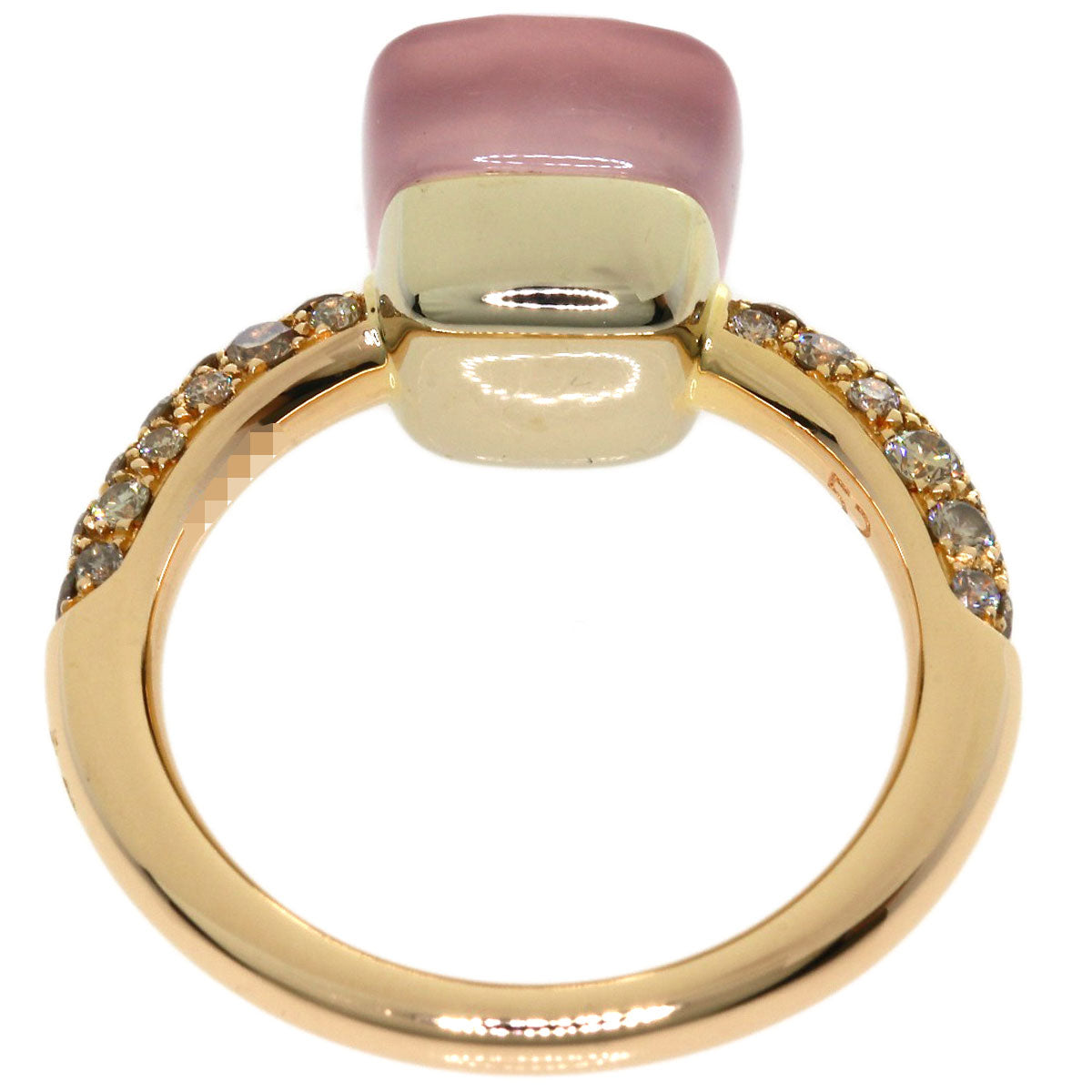 Pomellato Nude Rose Quartz Brown Diamond #52 Ring K18 Pink Gold Ladies [Used]