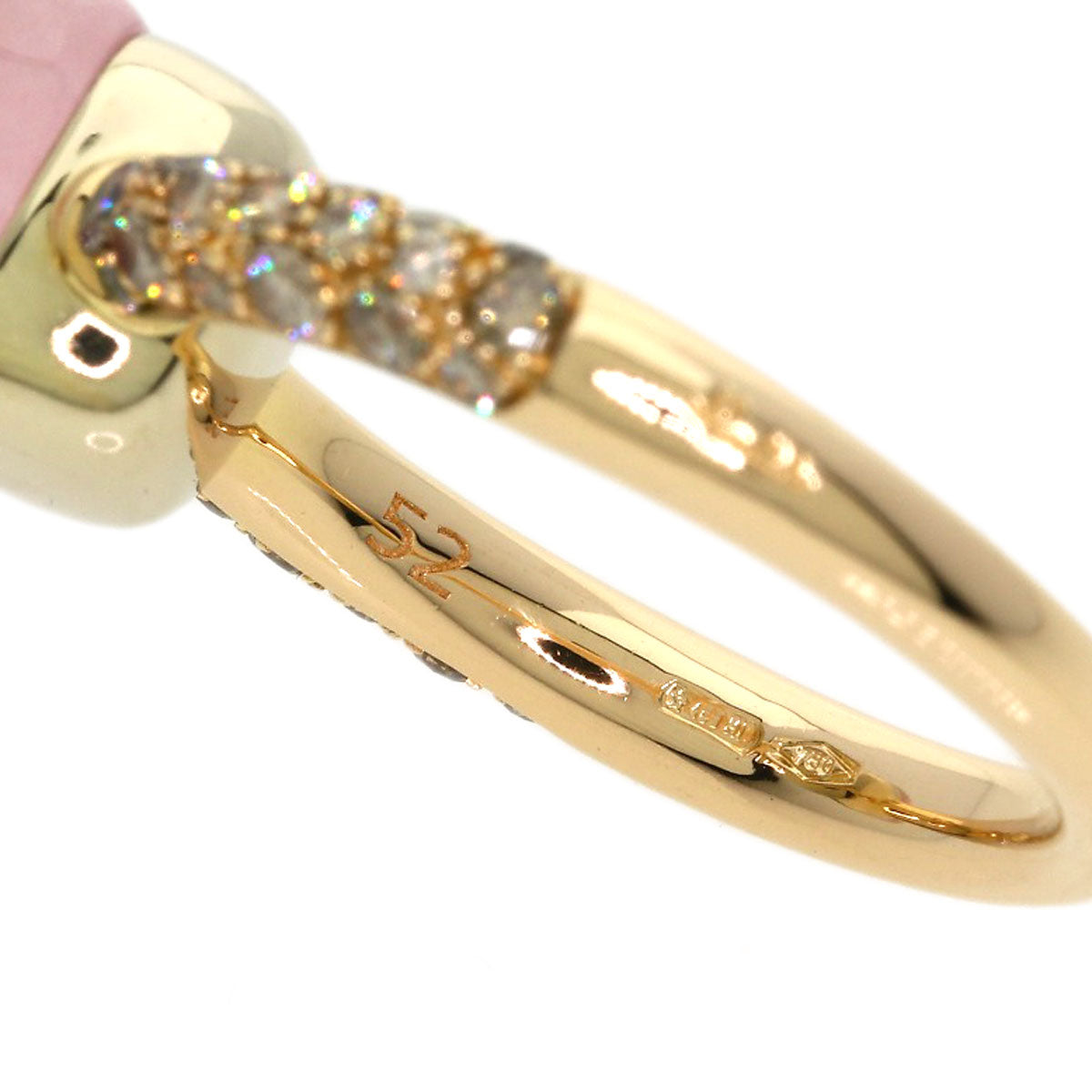 Pomellato Nude Rose Quartz Brown Diamond #52 Ring K18 Pink Gold Ladies [Used]