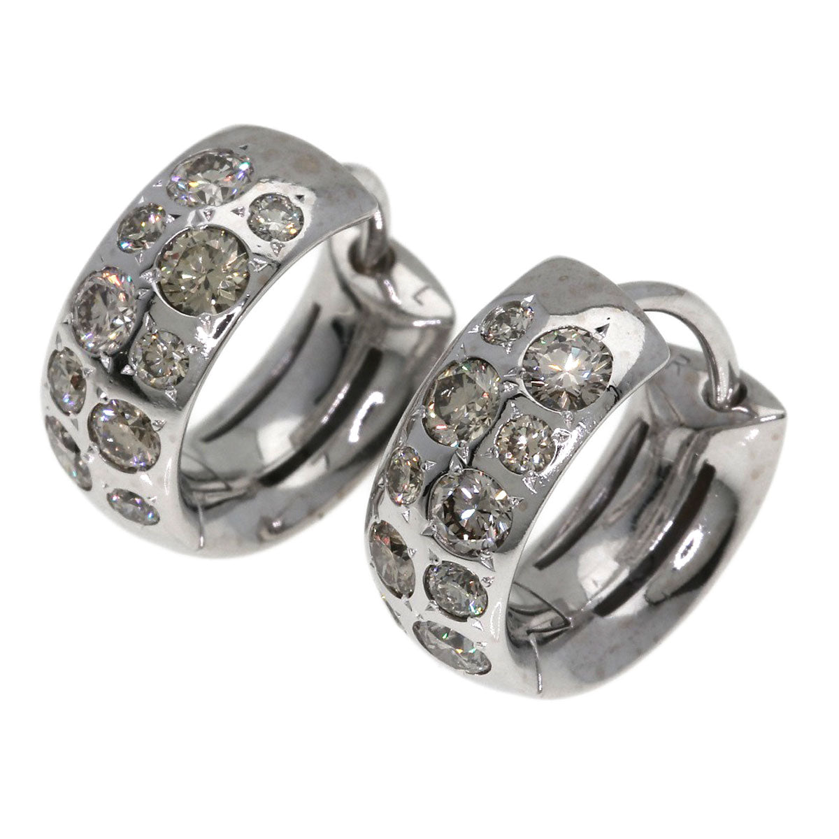 Kashikey Melange Brown Diamond earring K18 White Gold Ladies [Used]