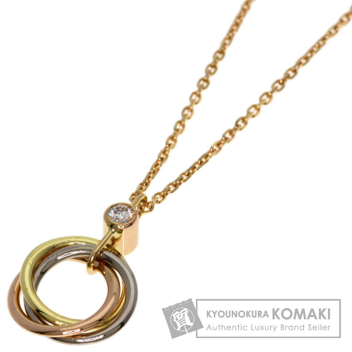 CARTIER Trinity Diamond Necklace K18 Yellow Gold 18K Pink GoldLadies [Used]