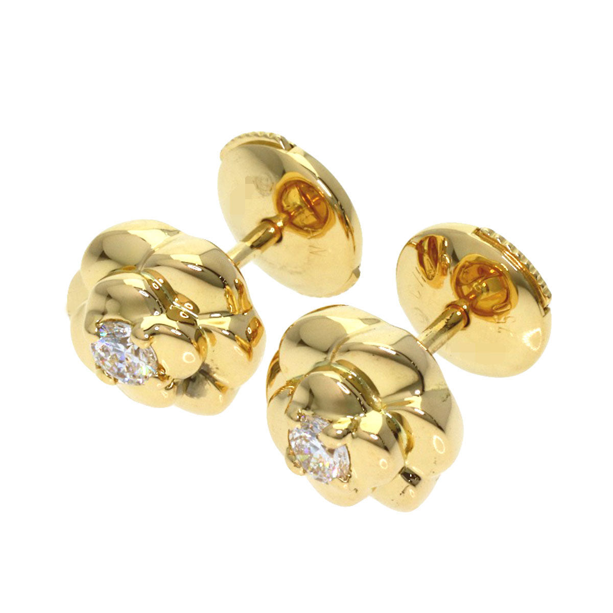 CHANEL Camellia Diamond earring K18 Yellow Gold Ladies [Used]