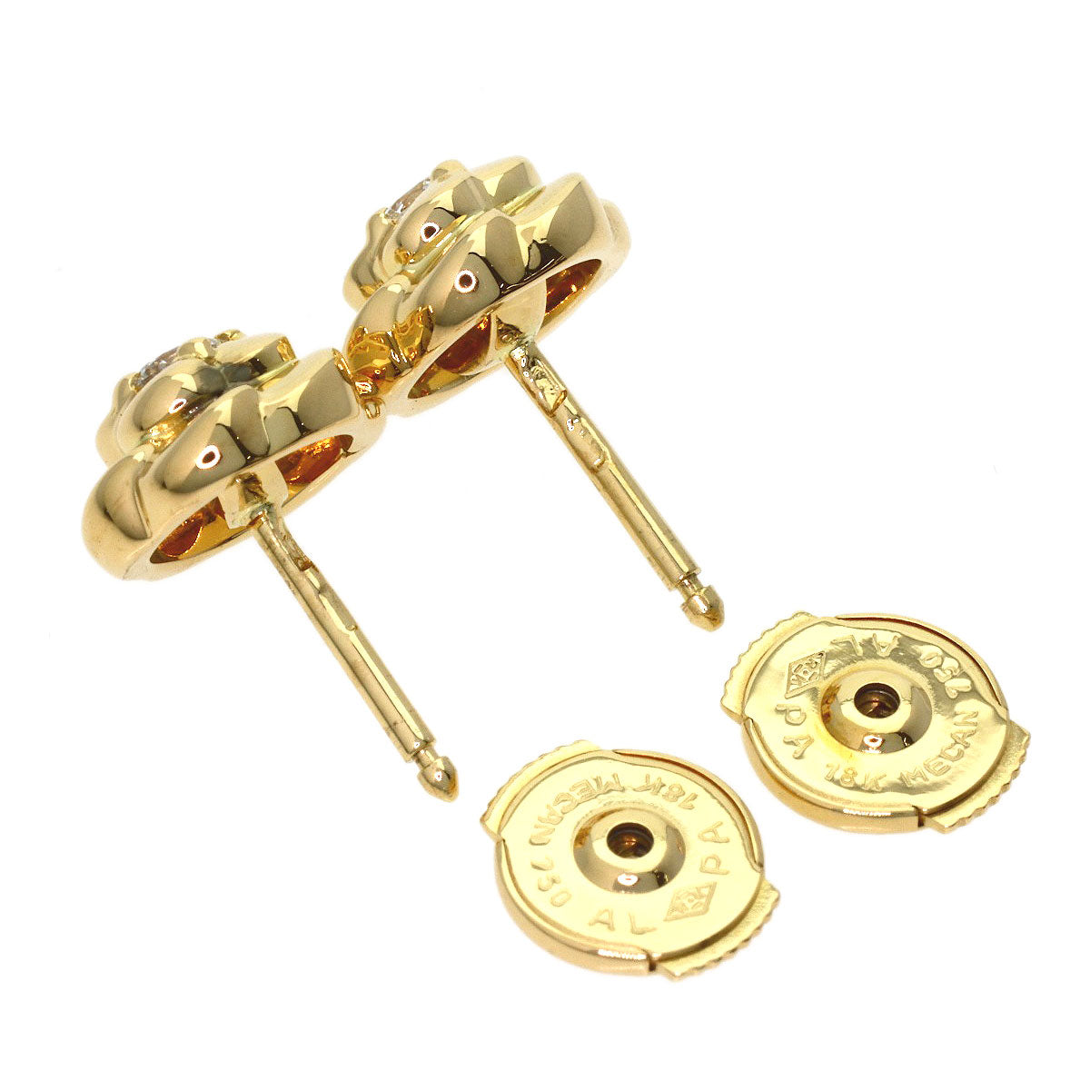 CHANEL Camellia Diamond earring K18 Yellow Gold Ladies [Used]