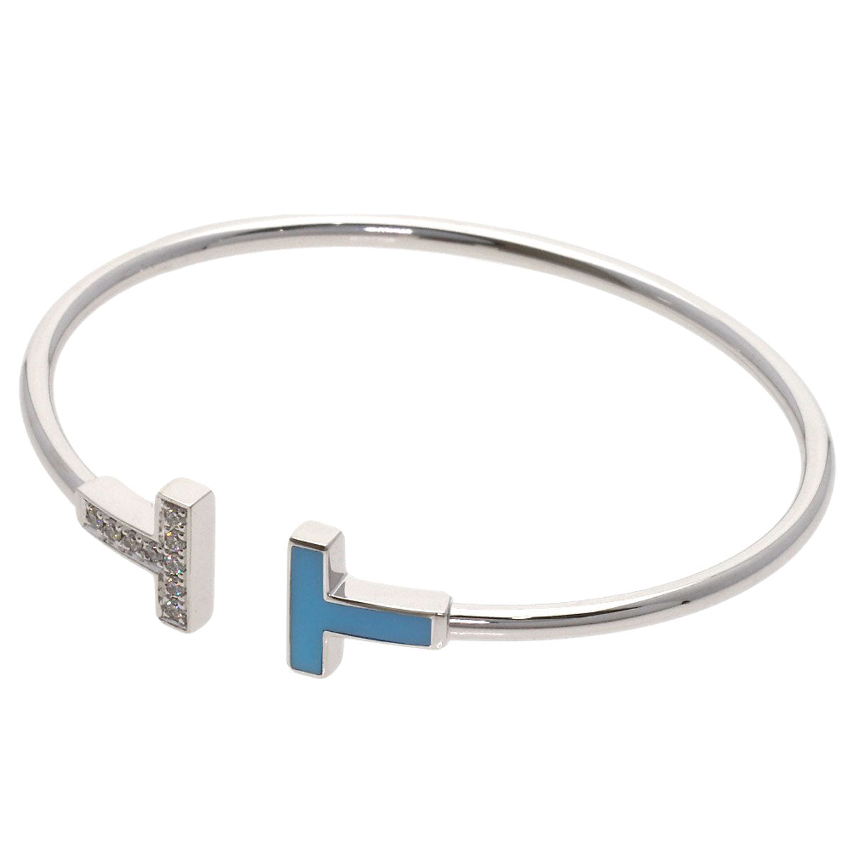 TIFFANY&Co. TWireTurquoise Diamond Bracelet K18 White Gold Ladies [Used]