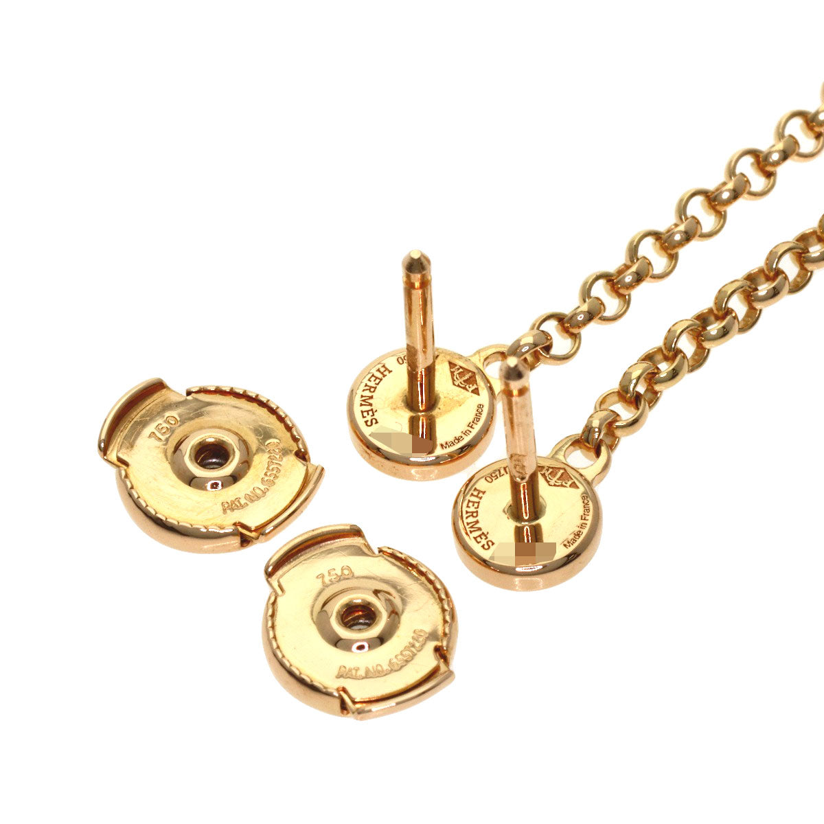 HERMES Gunbird Diamond earring K18 Pink Gold Ladies [Used]