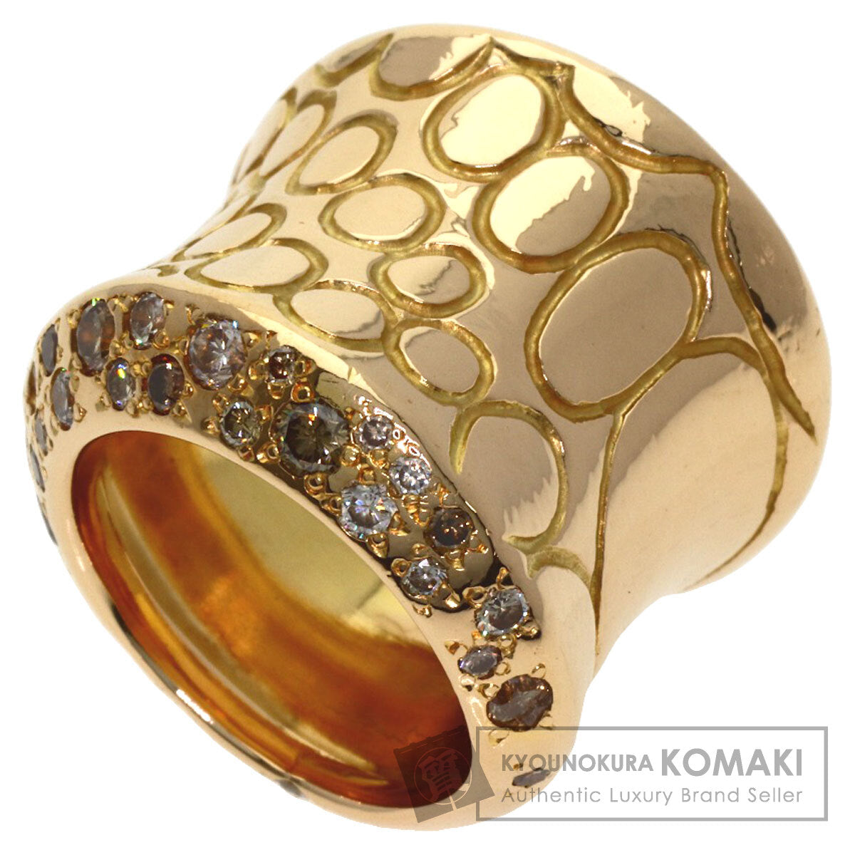 Pomellato Cocco Brown Diamond Ring K18 Pink Gold Ladies [Used]
