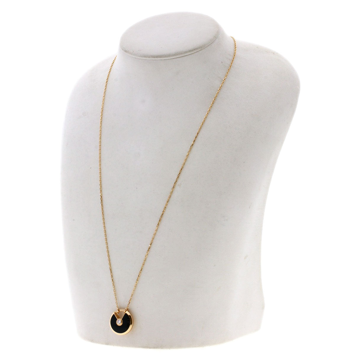 CARTIER Amulette de Cartier Onyx Diamond Necklace K18 Pink Gold Ladies [Used]