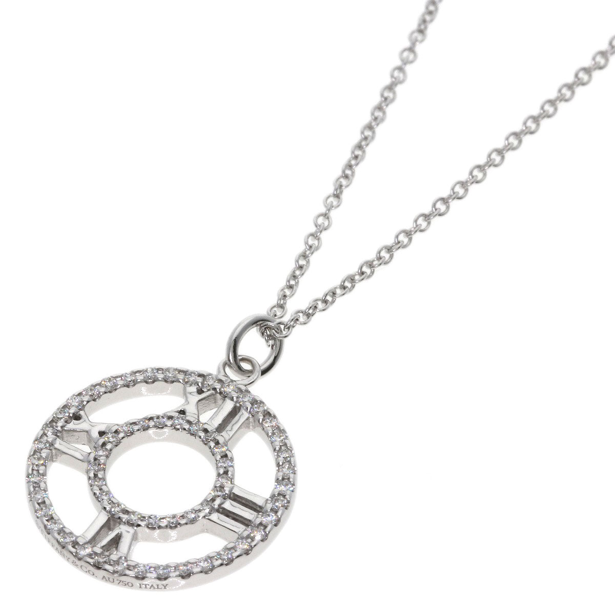 TIFFANY&Co. Open Atlas Medallion Diamond Necklace K18 White Gold Ladies [Used]