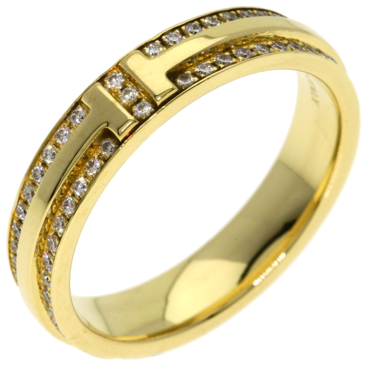 TIFFANY&Co. T TWO Diamond Ring K18 Yellow Gold Ladies [Used]