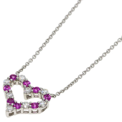 TIFFANY&Co. Sentimental Heart Diamond Pink Sapphire Necklace Platinum PT950 Ladies [Used]