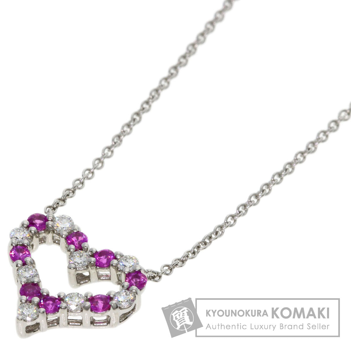 TIFFANY&Co. Sentimental Heart Diamond Pink Sapphire Necklace Platinum PT950 Ladies [Used]
