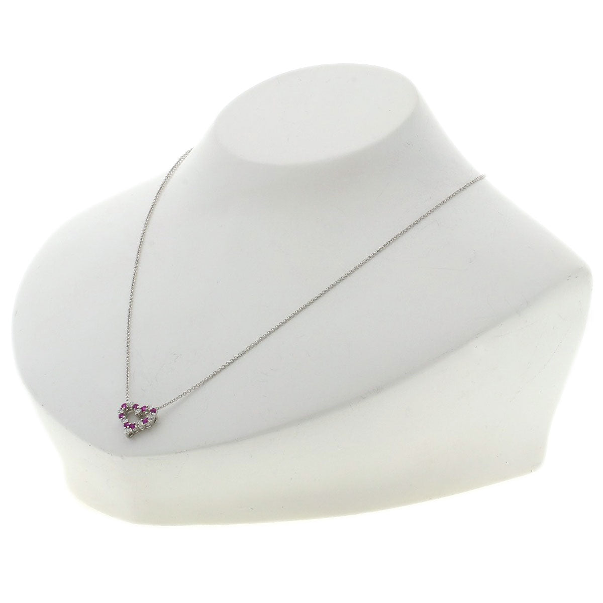 TIFFANY&Co. Sentimental Heart Diamond Pink Sapphire Necklace Platinum PT950 Ladies [Used]
