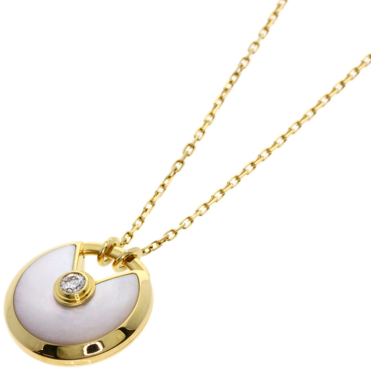 CARTIER Amulette de Cartier SM Shell Diamond Necklace K18 Yellow Gold Ladies [Used]