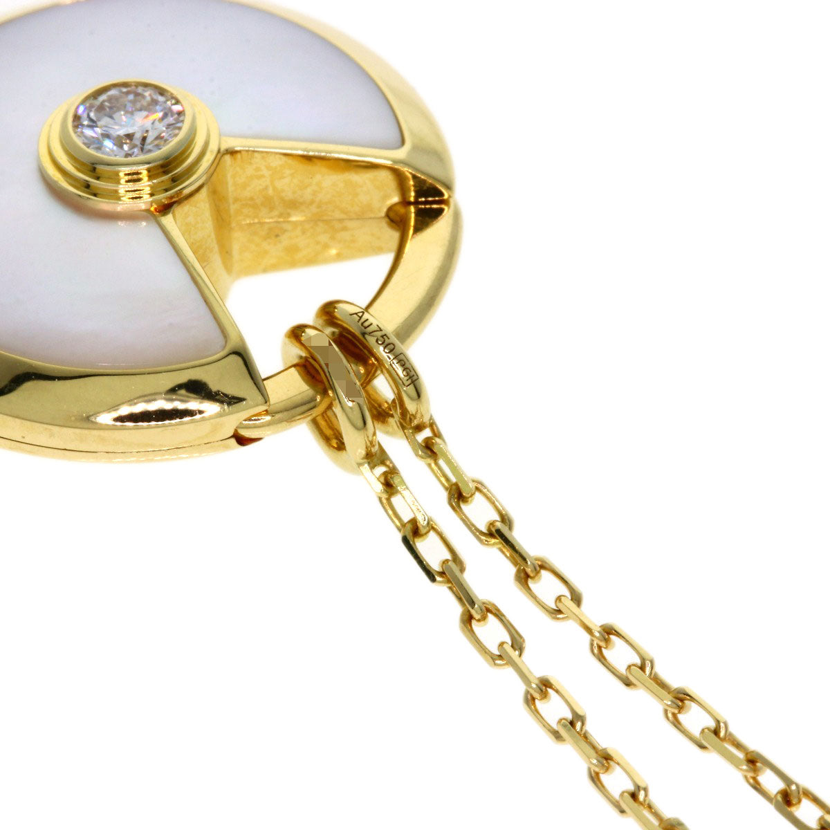 CARTIER Amulette de Cartier SM Shell Diamond Necklace K18 Yellow Gold Ladies [Used]