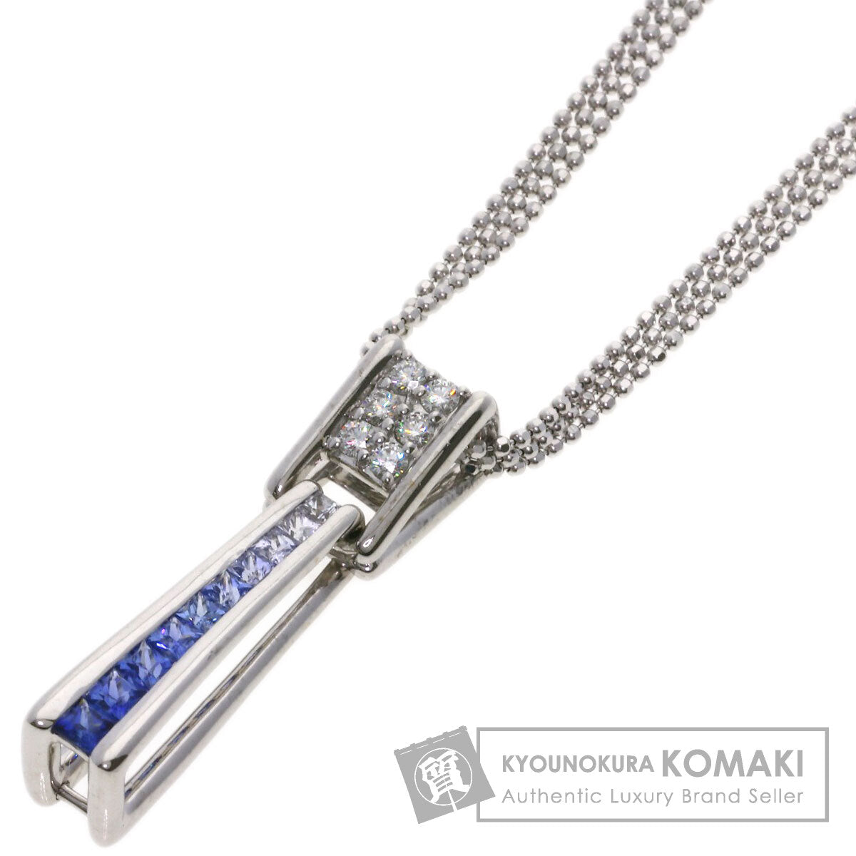 Jeunet Sapphire Diamond Necklace K18 White Gold Ladies [Used]