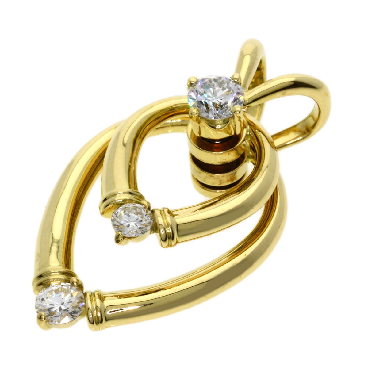 WALTHAM swing diamond Pendant top K18 Yellow Gold Ladies [Used]