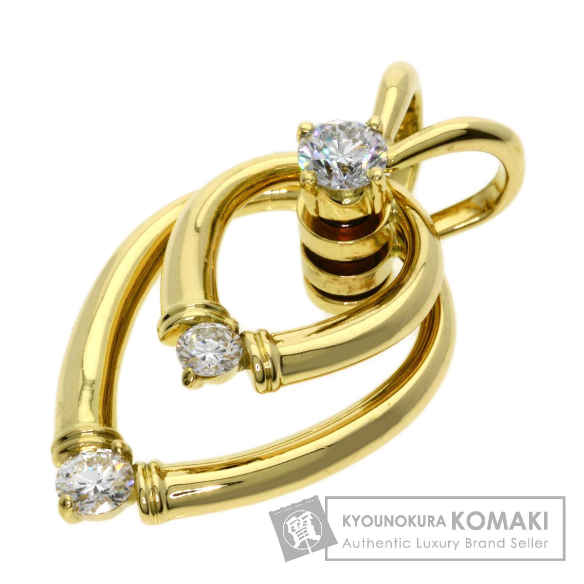WALTHAM swing diamond Pendant top K18 Yellow Gold Ladies [Used]