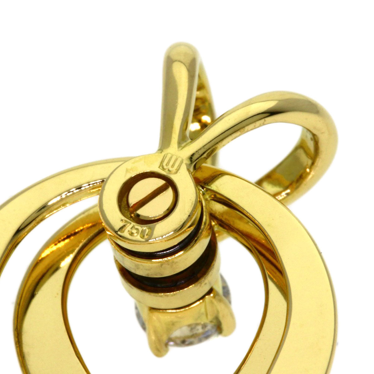 WALTHAM swing diamond Pendant top K18 Yellow Gold Ladies [Used]