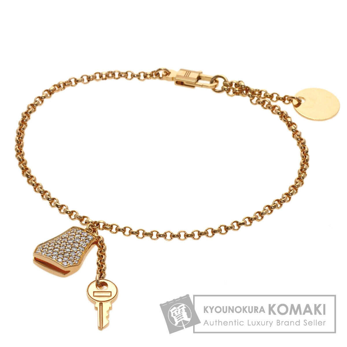 HERMES Kelly Clochette PM Diamond Bracelet K18 Pink Gold Ladies [Used]