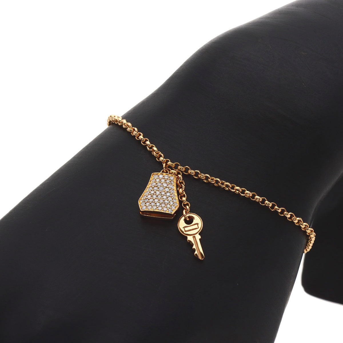 HERMES Kelly Clochette PM Diamond Bracelet K18 Pink Gold Ladies [Used]