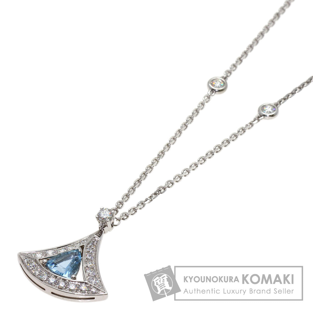 BVLGARI Diva Dream Aquamarine Diamond Necklace K18 White Gold Ladies [Used]