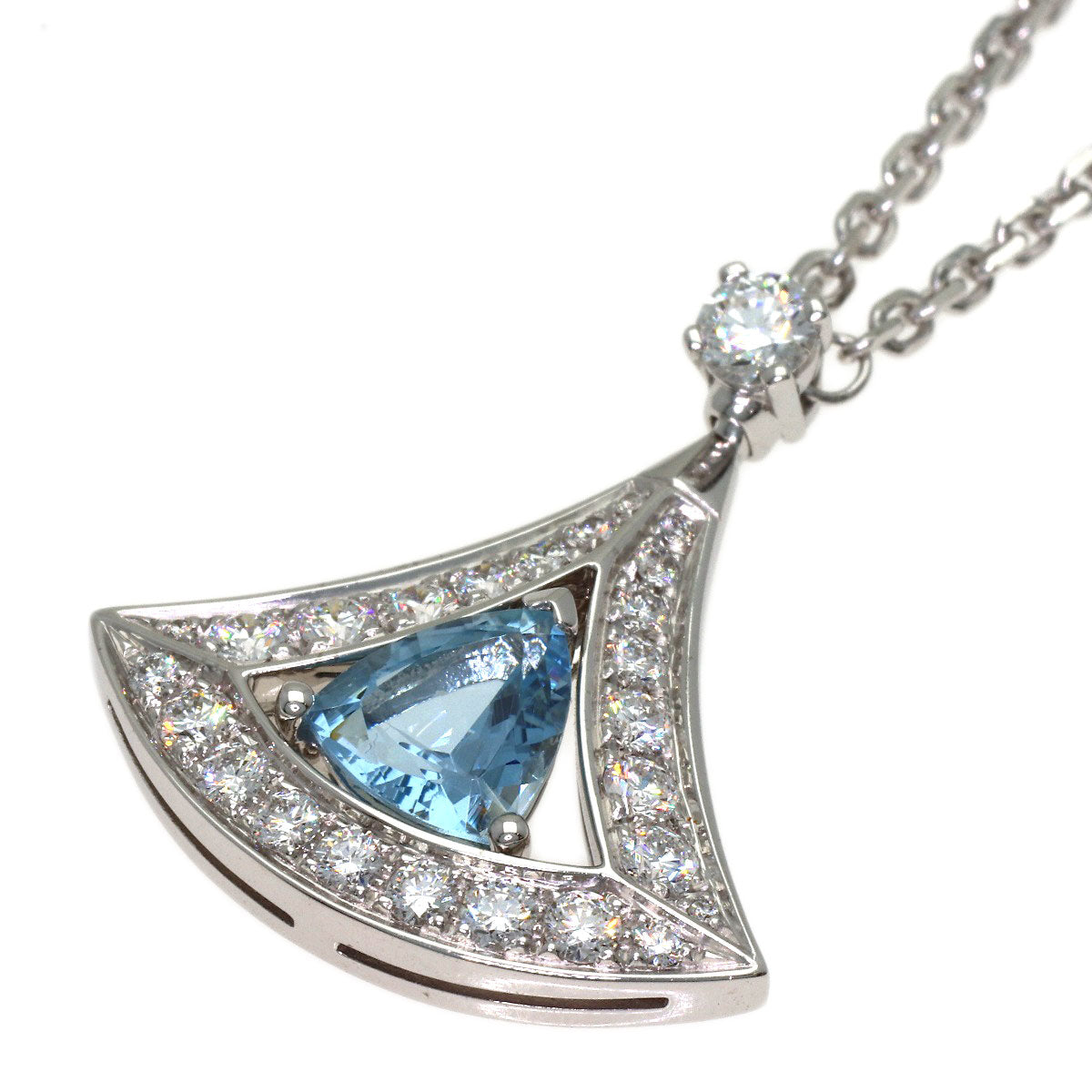 BVLGARI Diva Dream Aquamarine Diamond Necklace K18 White Gold Ladies [Used]