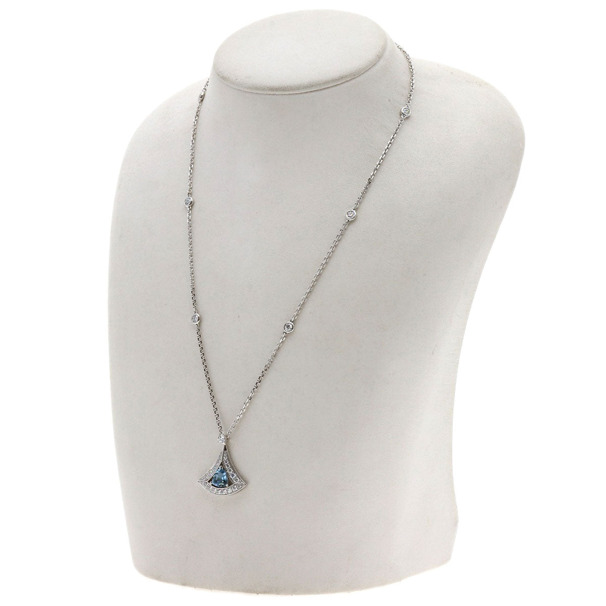 BVLGARI Diva Dream Aquamarine Diamond Necklace K18 White Gold Ladies [Used]