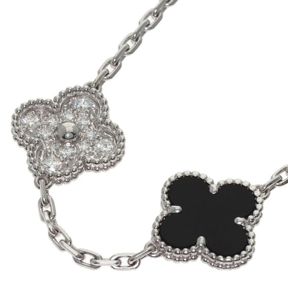 Van Cleef & Arpels Vintage Alhambra 5-Motif Onyx Diamond Bracelet K18 White Gold Ladies [Used]
