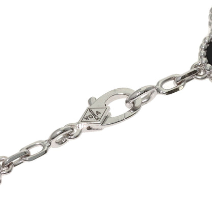 Van Cleef & Arpels Vintage Alhambra 5-Motif Onyx Diamond Bracelet K18 White Gold Ladies [Used]