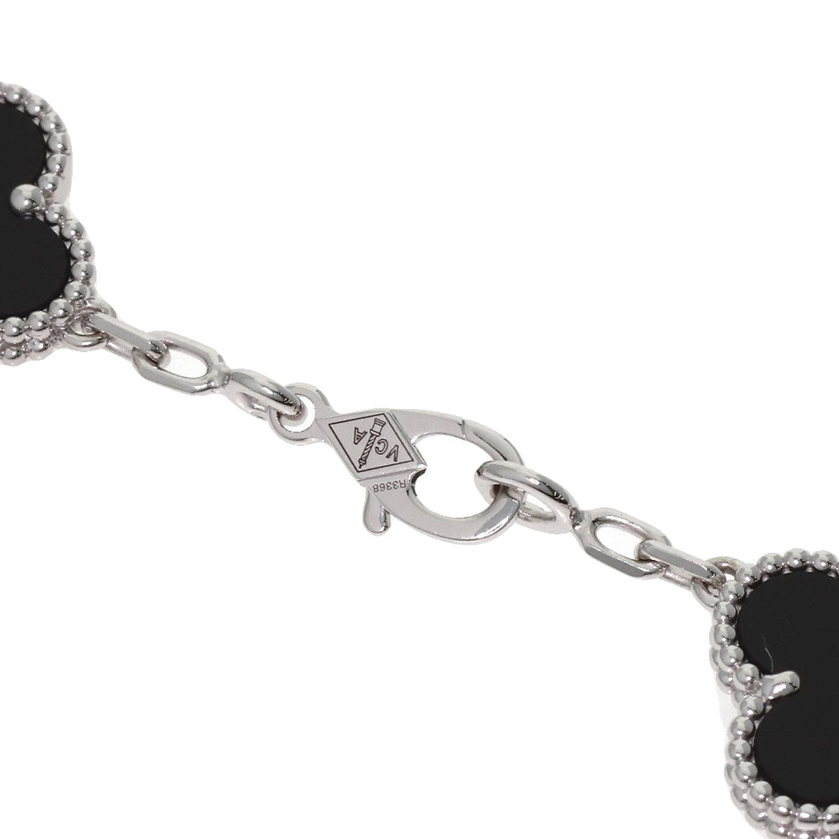 Van Cleef & Arpels Vintage Alhambra 5-Motif Onyx Diamond Bracelet K18 White Gold Ladies [Used]