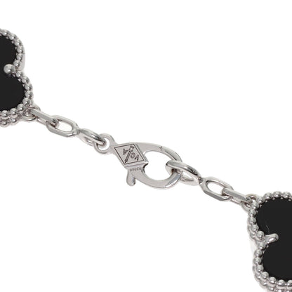 Van Cleef & Arpels Vintage Alhambra 5-Motif Onyx Diamond Bracelet K18 White Gold Ladies [Used]
