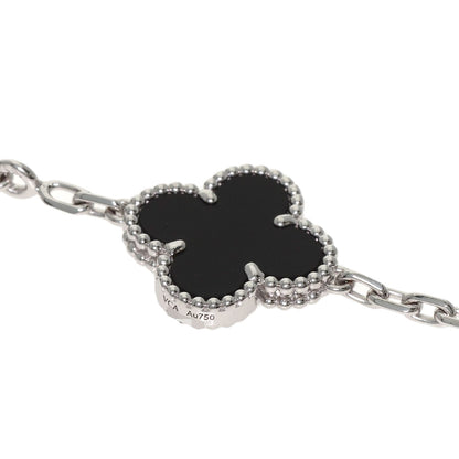 Van Cleef & Arpels Vintage Alhambra 5-Motif Onyx Diamond Bracelet K18 White Gold Ladies [Used]