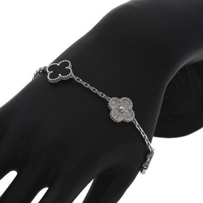 Van Cleef & Arpels Vintage Alhambra 5-Motif Onyx Diamond Bracelet K18 White Gold Ladies [Used]
