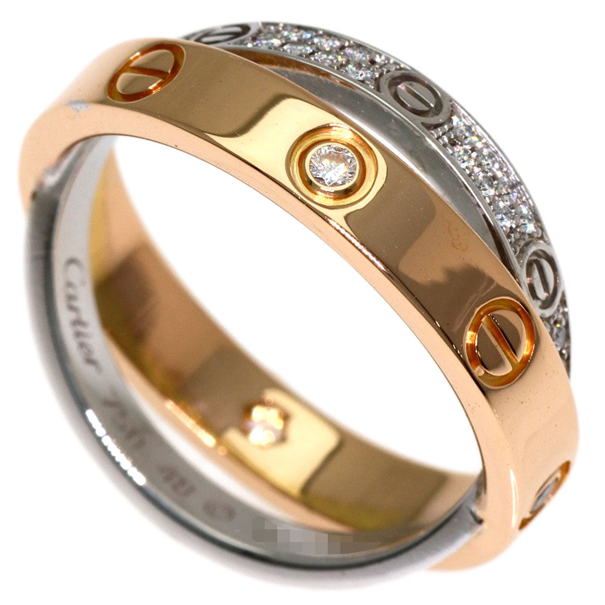 CARTIER Belove Full Pave Diamond #48 Ring K18 Pink Gold K18 White GoldLadies [Used]