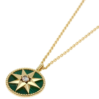 Dior Rose de Vent Medium Malachite Diamond Necklace K18 Yellow Gold Ladies [Used]