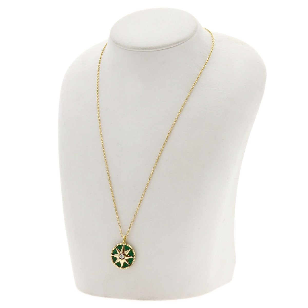 Dior Rose de Vent Medium Malachite Diamond Necklace K18 Yellow Gold Ladies [Used]