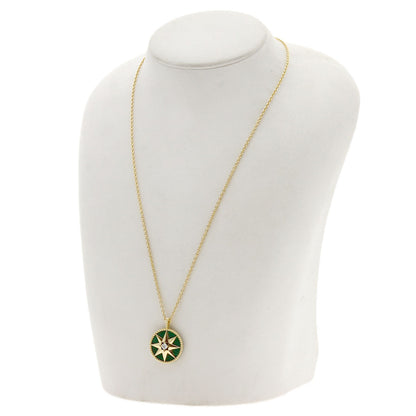 Dior Rose de Vent Medium Malachite Diamond Necklace K18 Yellow Gold Ladies [Used]