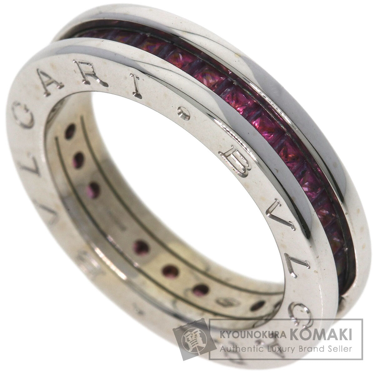 BVLGARI B.zero1 1 band Rhodorite Garnet #51 Ring K18 White Gold Ladies [Used]