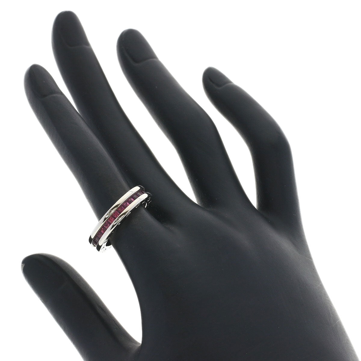 BVLGARI B.zero1 1 band Rhodorite Garnet #51 Ring K18 White Gold Ladies [Used]