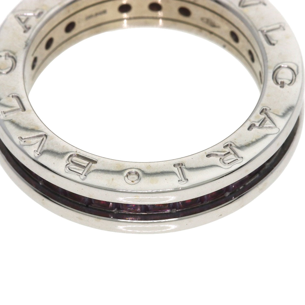 BVLGARI B.zero1 1 band Rhodorite Garnet #51 Ring K18 White Gold Ladies [Used]