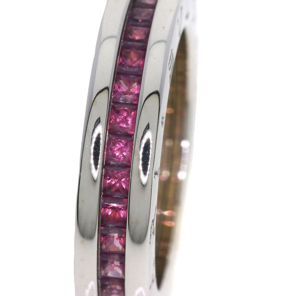 BVLGARI B.zero1 1 band Rhodorite Garnet #51 Ring K18 White Gold Ladies [Used]