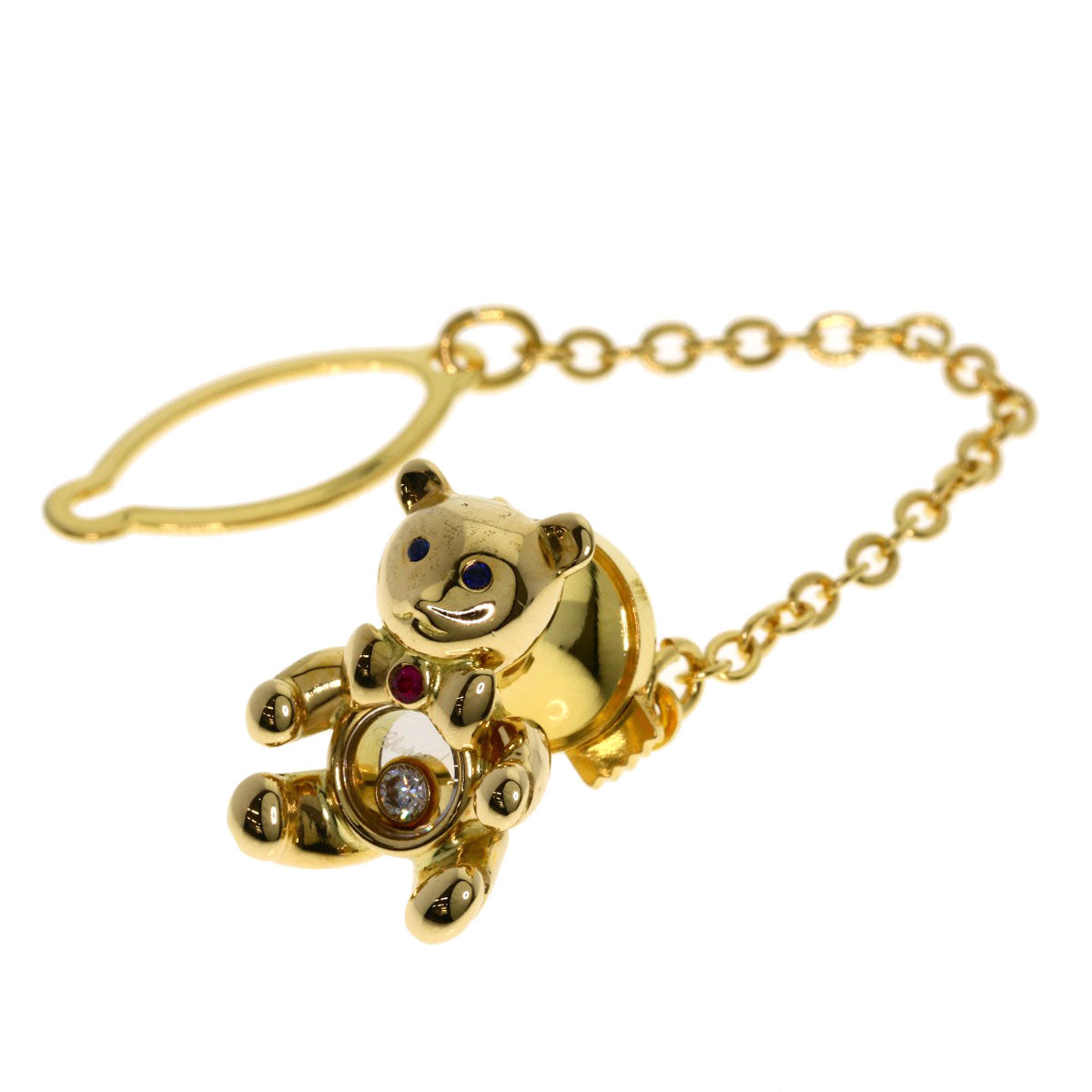 Chopard Happy Diamond Bear Sapphire Ruby Pin Brooch Brooch K18 Yellow Gold Ladies [Used]
