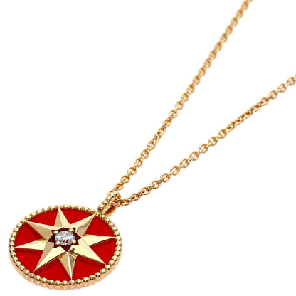 Dior Rose de Vent Medium Diamond Necklace K18 Pink Gold Ladies [Used]
