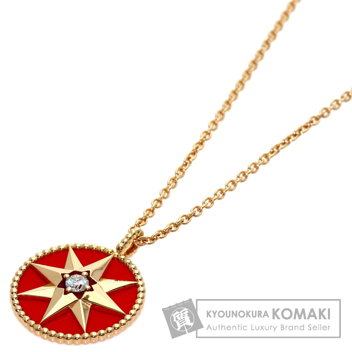 Dior Rose de Vent Medium Diamond Necklace K18 Pink Gold Ladies [Used]