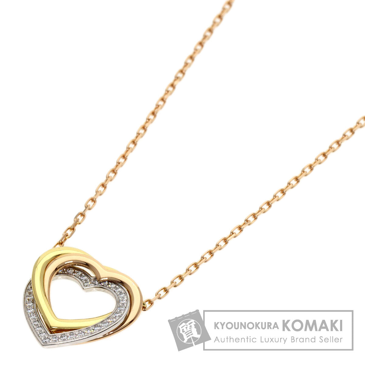 CARTIER Trinity Heart Diamond Necklace K18 Yellow Gold K18 White GoldLadies [Used]