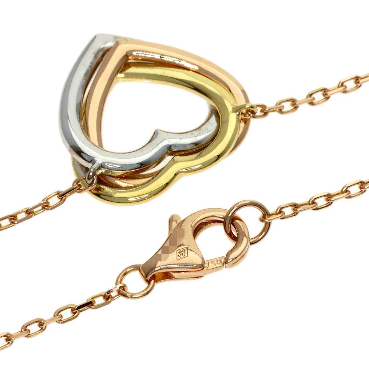 CARTIER Trinity Heart Diamond Necklace K18 Yellow Gold K18 White GoldLadies [Used]