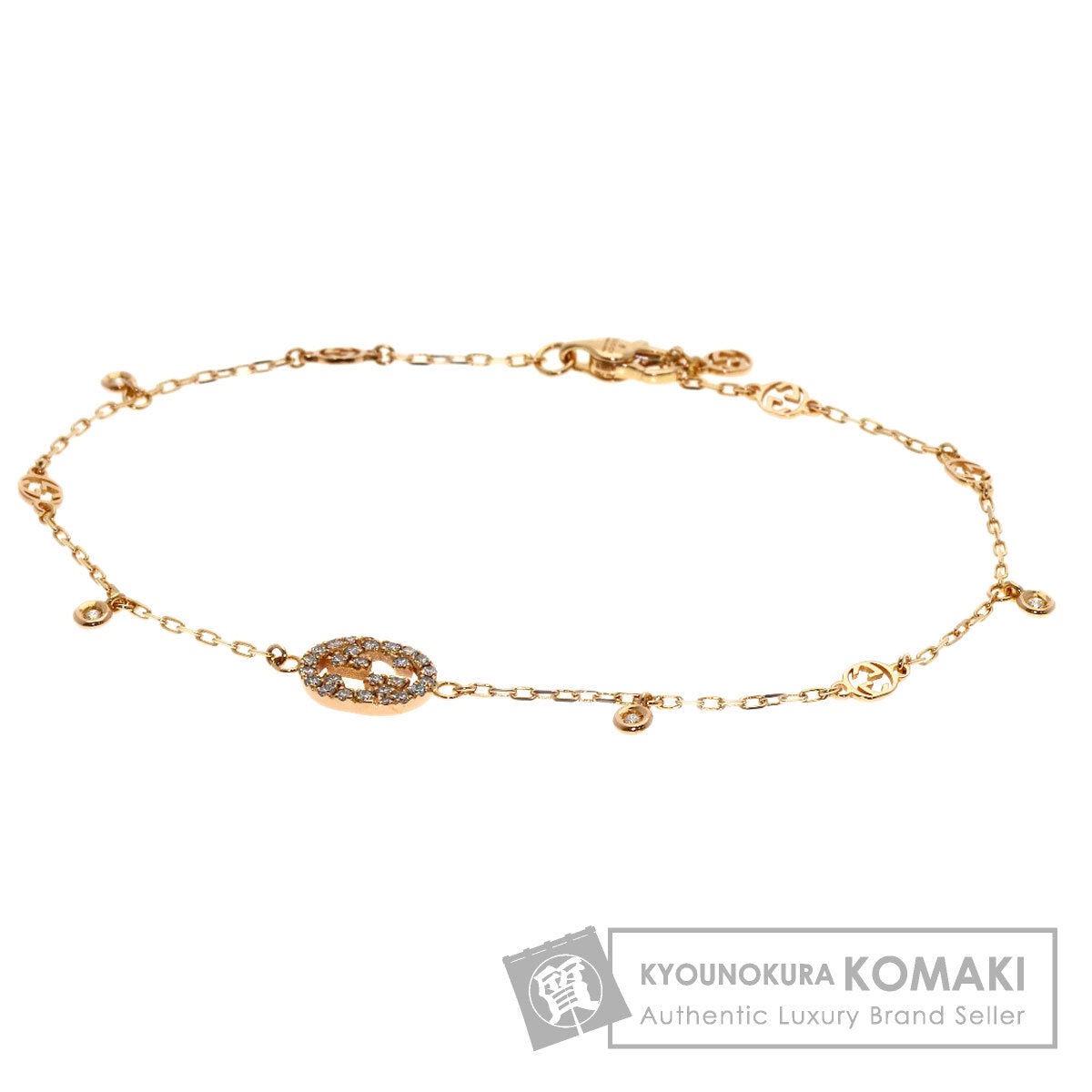 GUCCI Interlocking Diamond #17 Bracelet K18 Pink Gold Ladies [Used]