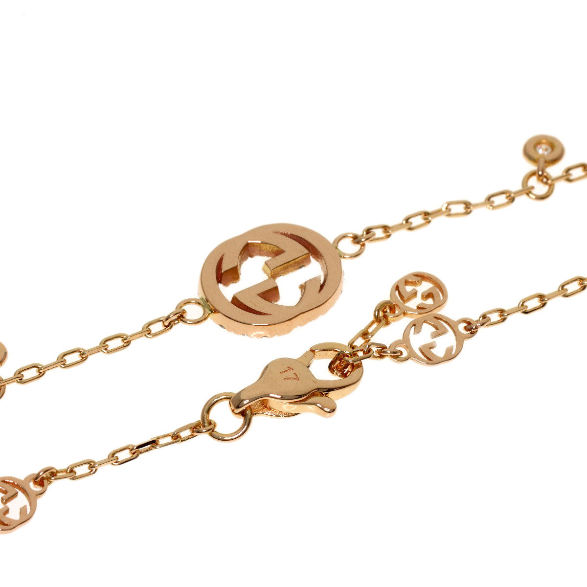 GUCCI Interlocking Diamond #17 Bracelet K18 Pink Gold Ladies [Used]