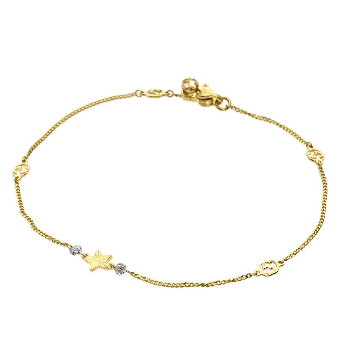 GUCCI Interlocking Star Diamond #17 Bracelet K18 Yellow Gold Ladies [Used]