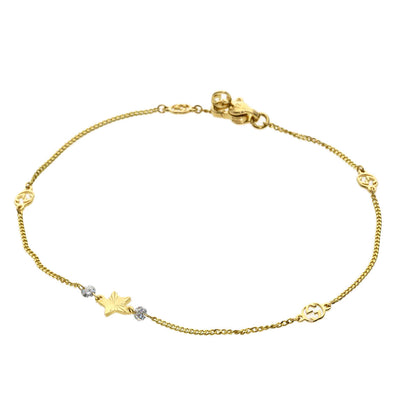 GUCCI Interlocking Star Diamond #17 Bracelet K18 Yellow Gold Ladies [Used]